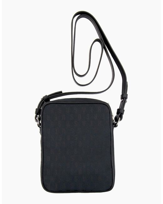 Versus  Black Versace Versus Nylon Jacquard Messenger Bag for men