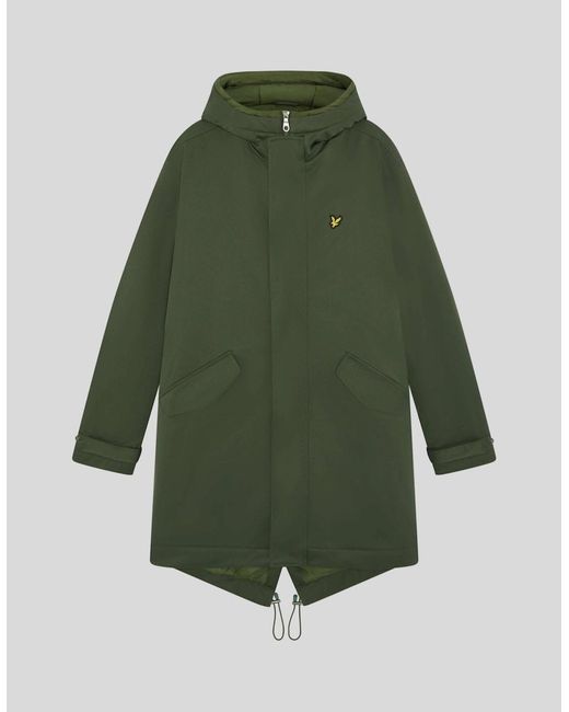 Lyle & Scott Green Padded Fishtail Parka for men
