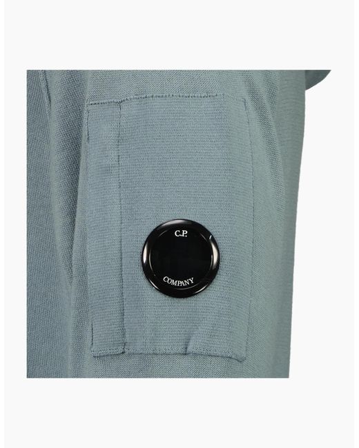 C P Company Blue Sea Island Knitted Lens Hoodie for men
