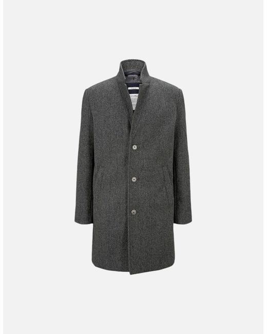 Tom Tailor Gray Trench Over Coat Wool Winter Long Jacket Formal Office Outwear for men