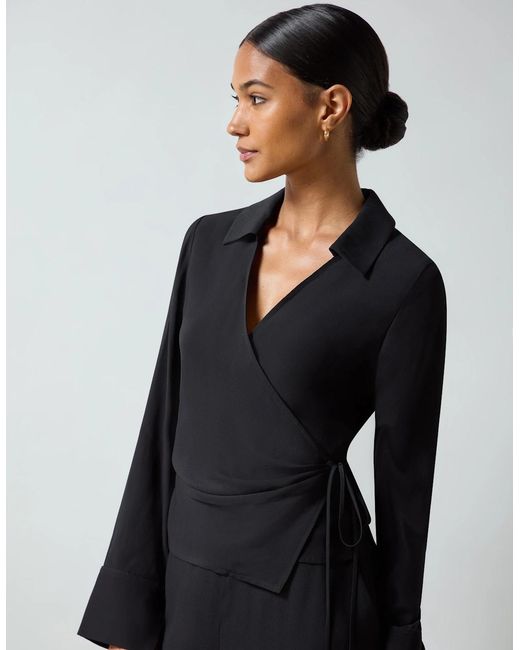 Ro&zo Black Crepe Wide Leg Trouser