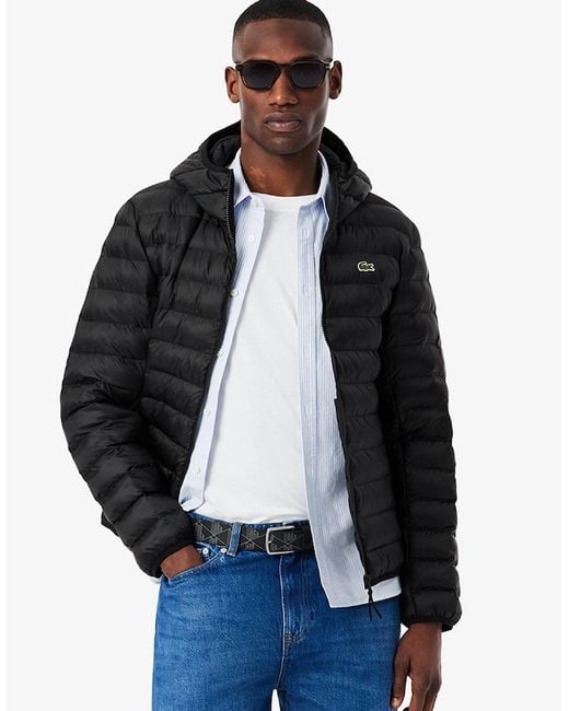 Lacoste Blue Water-Repellent Quilted Puffed Jacket for men