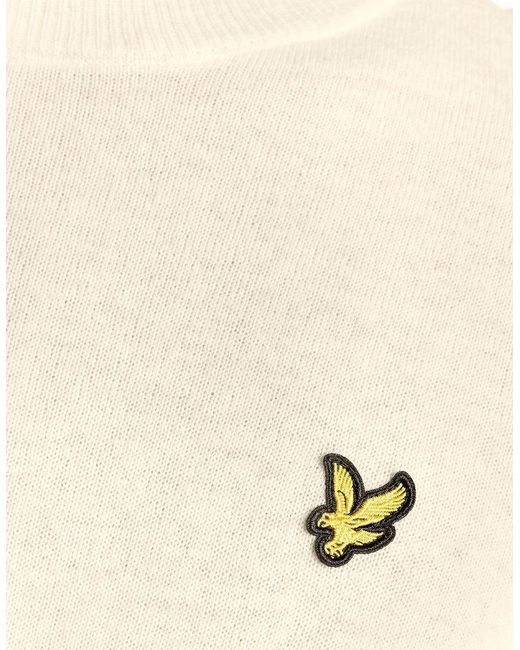 Lyle & Scott Natural Embroidered Crew Neck Ribbed Collar Long Sleeve Sweater for men