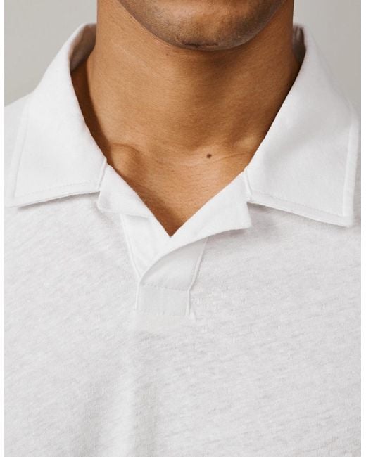 aubi White Churchfiel Open Collar Polo for men