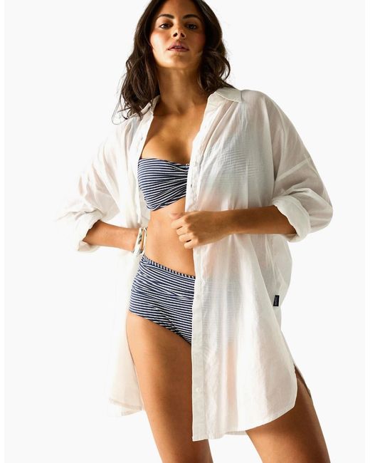 Regatta White Ladies Prena Cover Up Plain Beach Shirt