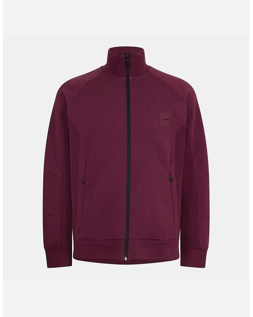 Boss Purple Zipped Pocket Funnel Neck Raglan Sleeve Sweatshirt for men