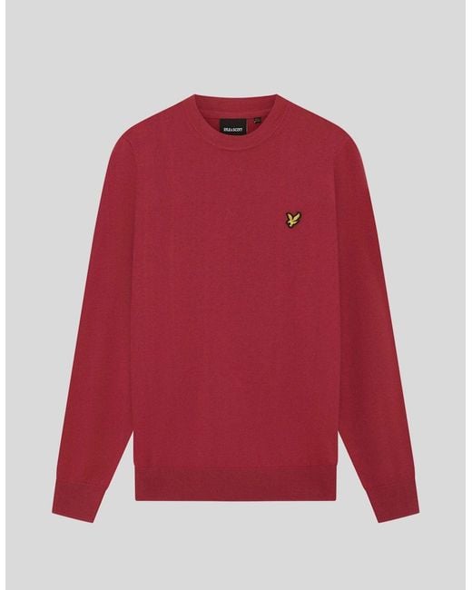Lyle & Scott Red Cotton Merino Crew Neck Jumper for men