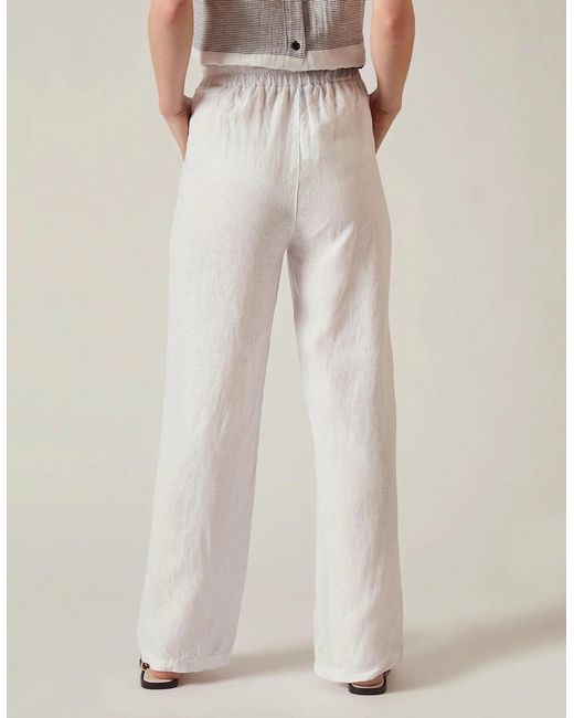 James Lakeland White Relaxed Linen Trousers