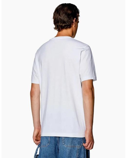 DIESEL White T-Just-Nlabel T Shirts 100% Cotton Short Sleeve Plain Crew Neck Tops for men