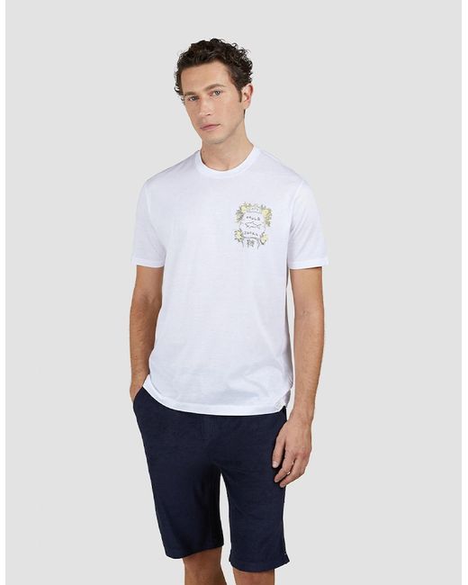 Paul & Shark White X-Soft Jersey T-Shirt With Capri Embroidery for men