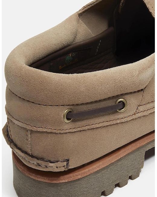 Timberland Brown Authentic 3-Eye Lug Boat Shoe for men