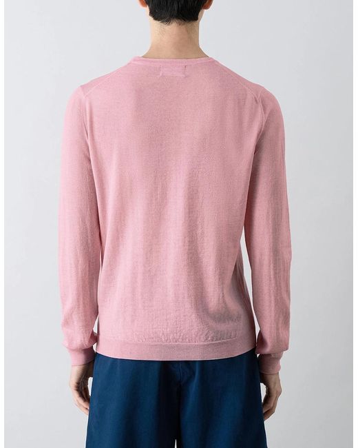 Oliver Sweeney Pink Merino Wool Crew Neck Jumper for men