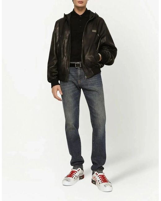 Dolce & Gabbana Black Logo Polo Plaque Shirt for men