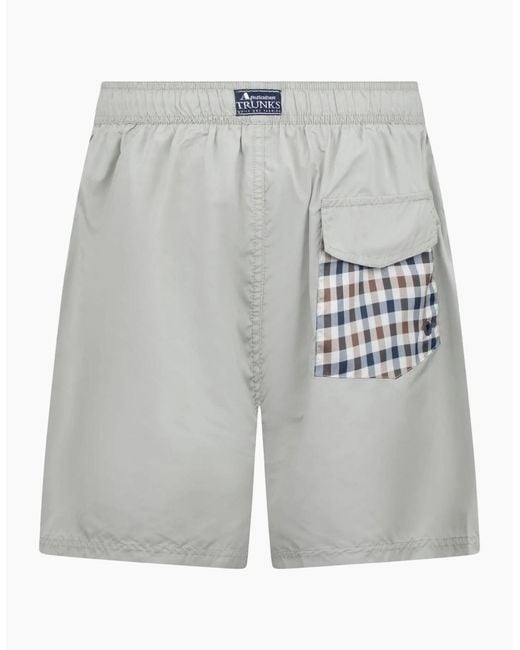 Aquascutum Gray Active Club Check Pocket Salvia Light Swim Shorts for men