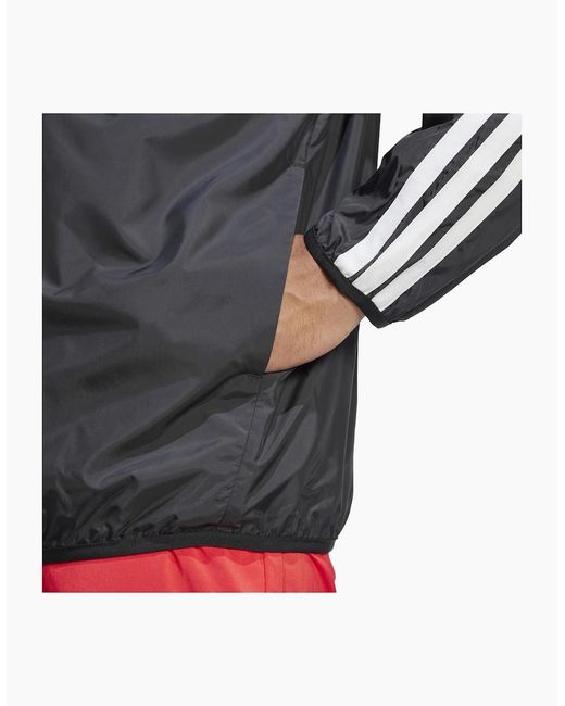 Adidas Black Essentials 3 Stripes Windbreaker for men