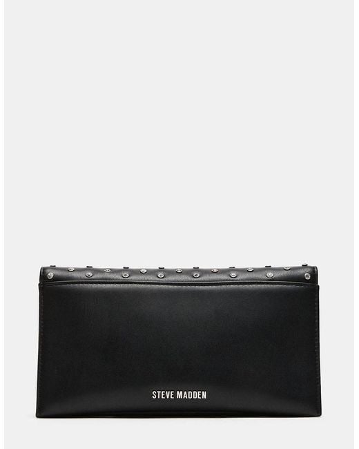 Steve Madden Black Rectangle Shape Clutch With-Tone Chain