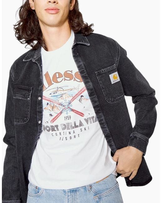 Ellesse White Printed T Shirts Crew Neck Short Sleeve Cotton Tee Summer Beach Top for men