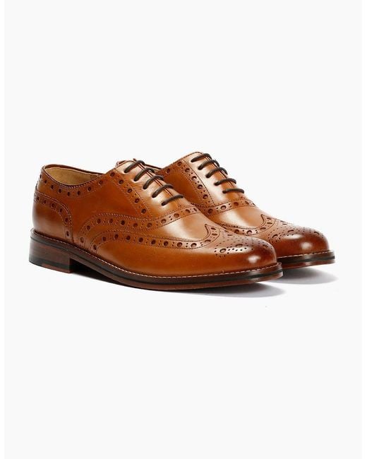 Chapman & Moore Brown Oxford Brogue Leather Tan Burnish Shoes for men
