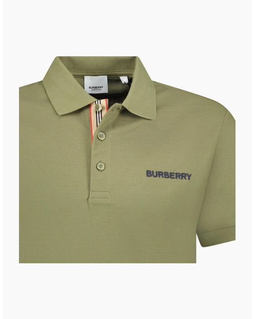 Burberry Green 'Hartford' Embroidery Logo Check Polo for men