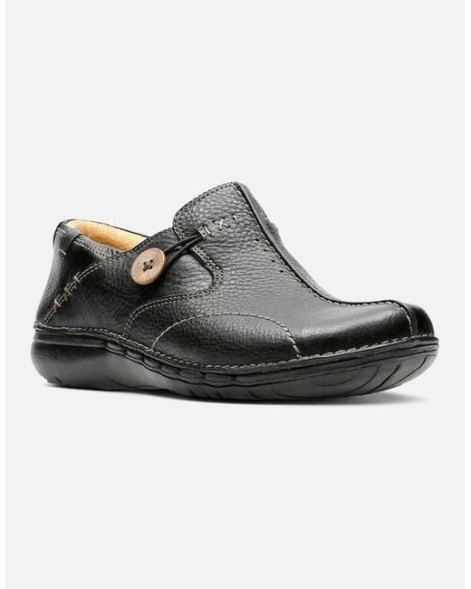 Clarks Black Un Loop Leather
