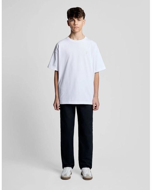 Lyle & Scott White Straight Leg Cotton Trousers for men