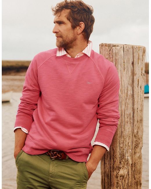 aubi Pink Garsdale Slub Crew for men