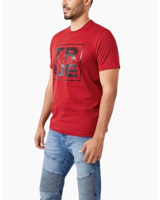 True Religion Red 107812 T Shirts Short Sleeve Buddha Soft Summer Crew Neck Tee for men