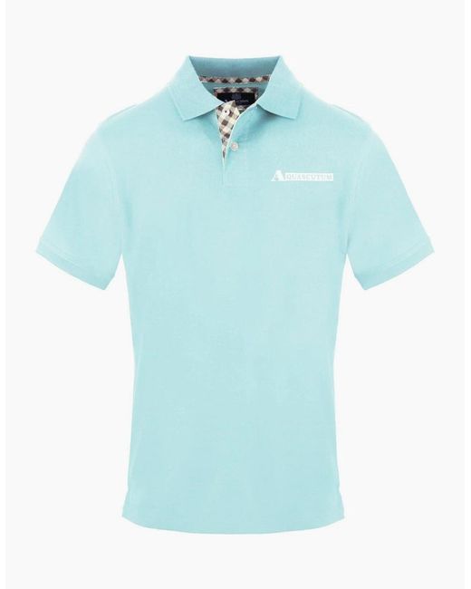 Aquascutum Blue Collared Neck Short Sleeve Polo Shirt for men