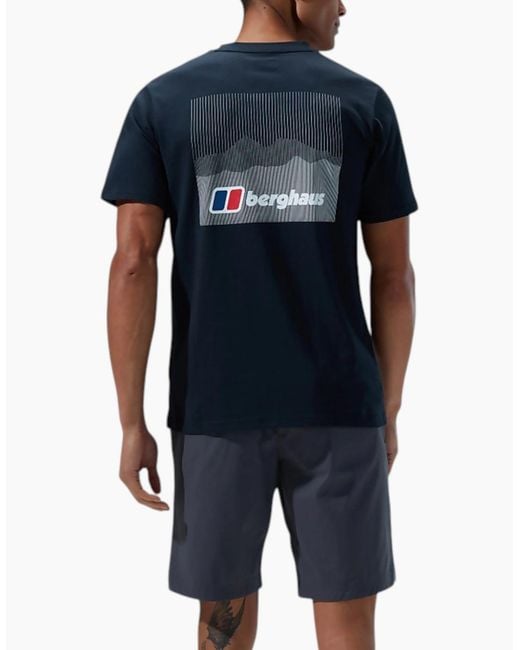 Berghaus Blue Calibration Line T Shirt Short Sleeve Back Graphic Cotton New Top for men
