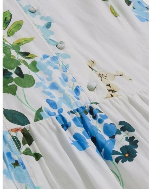 Ted Baker Blue Giolia Cotton Printed Sleeveless Midi Dress