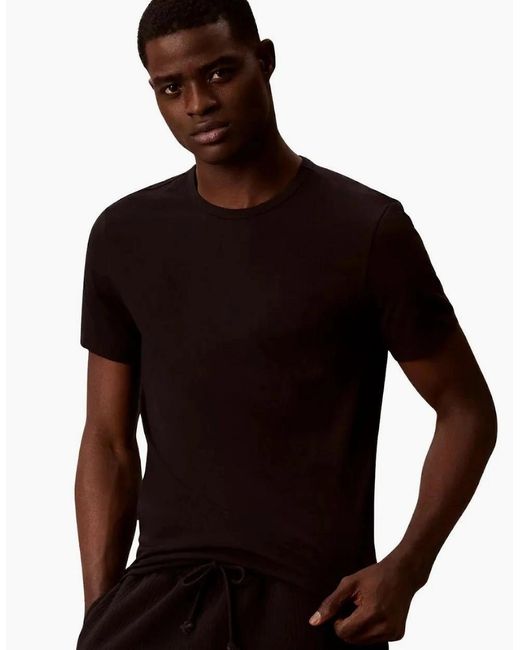 Calvin Klein Blue 3-Pack Cotton Microfibre Stretch T-Shirts for men