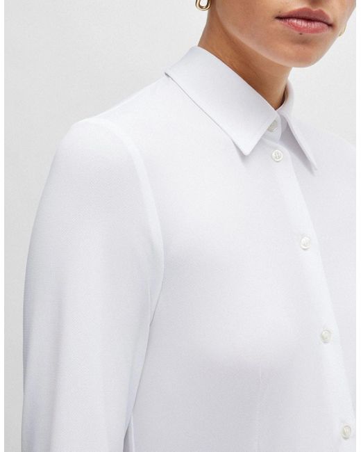 Boss White Boanna Extra-Slim-Fit Blouse
