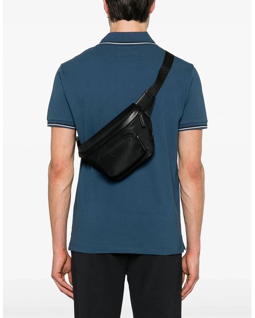 Emporio Armani Black Branded Belt Bag for men