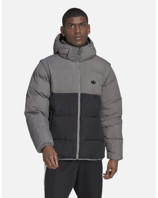 Adidas Originals Gray Rifta Down Regen Puffer Jacket for men