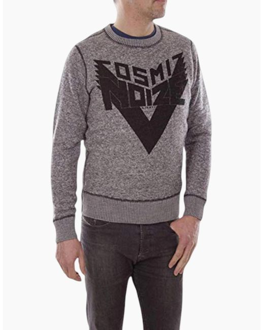 DIESEL Gray S Real Felpa Sweatshirts Pull On Casual Crew Neck Long Sleeve Jumper for men
