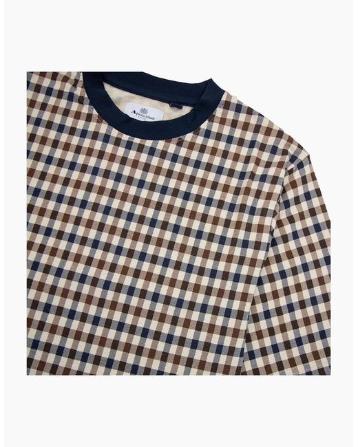 Aquascutum Blue Active Club Check T Shirt Trim for men