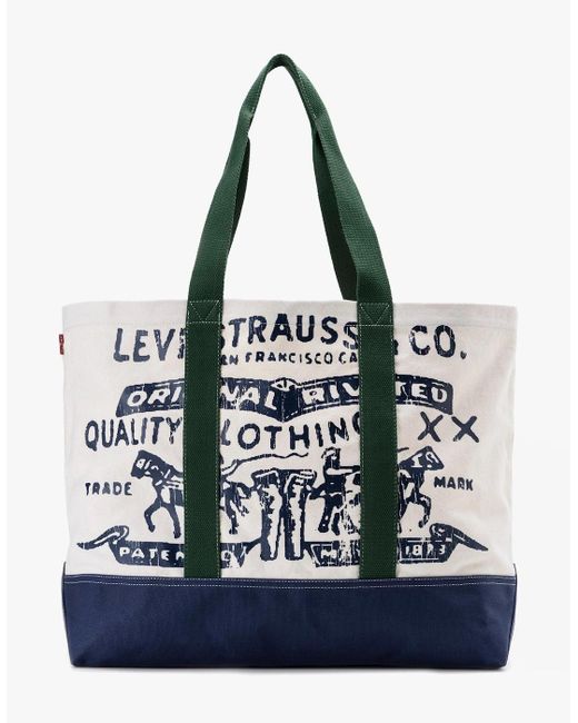 Levi's Blue Two Horse Tote-All Tote Bag Ecru