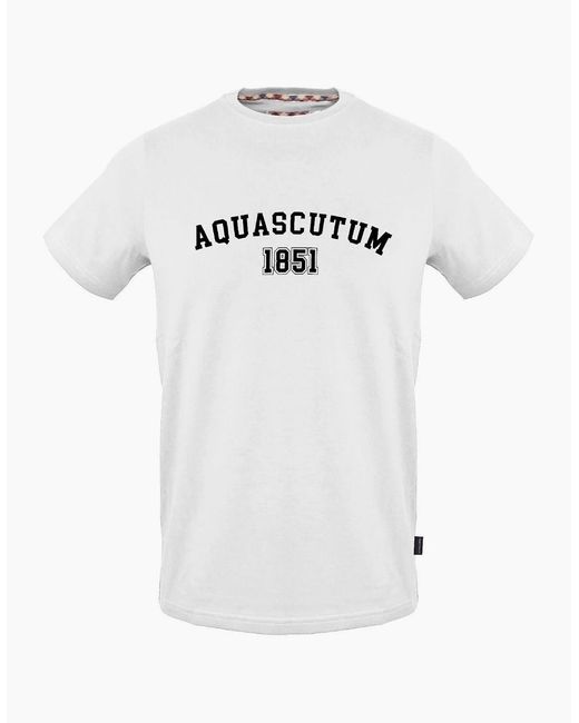 Aquascutum White Crew Neck Short Sleeve Regular Fit T-Shirt for men