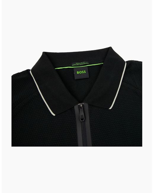 Boss Black Philix Structured-Cotton Polo Shirt With Contrast Logo 001 for men