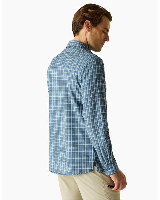 Regatta Blue Checked Insect Repellent Travel Shirt for men