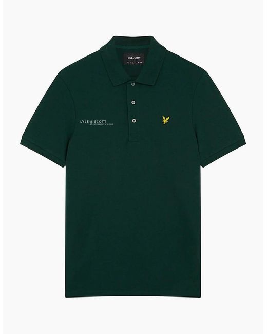 Lyle & Scott Green Lyle & Scott Dark Co-Ordinate Print Logo Short Sleeved Polo Shirt for men