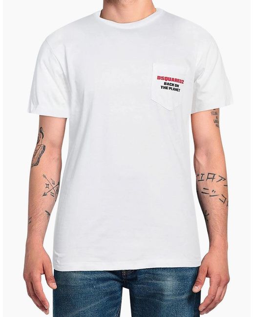 DSquared² White Bk On Planet Cool T-Shirt for men