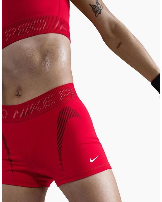Nike Red Df Compression Fit Compression Shorts