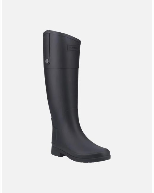 Hunter Black Ladies Refined Riding Tall Matte Wellington Boots