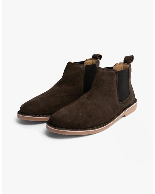 Jack & Jones Black Bravo Suede Chelsea Boots Pirate for men