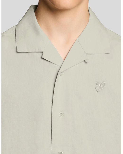 Lyle & Scott White Short Sleeve Linen Blend Shirt for men
