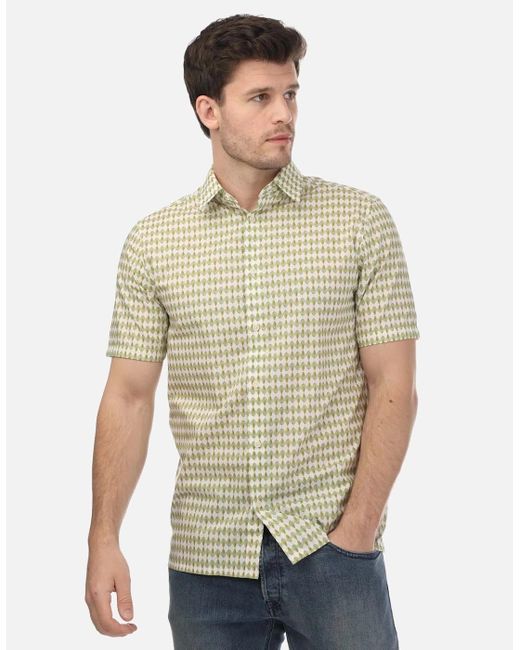 Ted Baker Green Furbo Regular Fit Micro Leaf Shirt for men