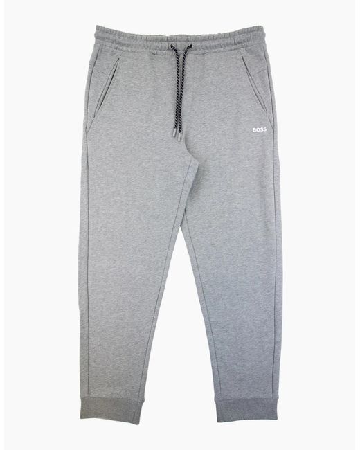 Boss Gray Hadiko Embroidered Contrast Logo Track Pants 059 for men