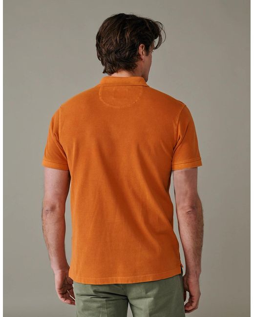 aubi Orange Lusby Pique Polo for men