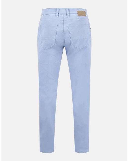 Fynch-Hatton Blue Five Pocket Stretch Cotton Chinos Sky for men